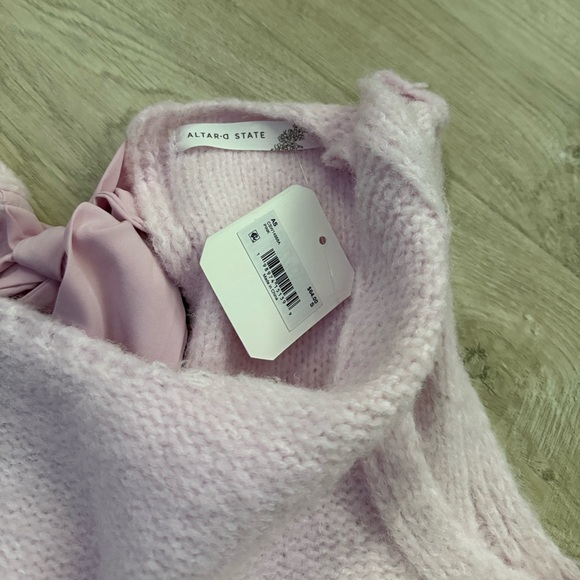 NWT Altar’d State Bow Tie Back Sleeveless Sweater Crop Top | Blush Pink | Small - Picture 6 of 9